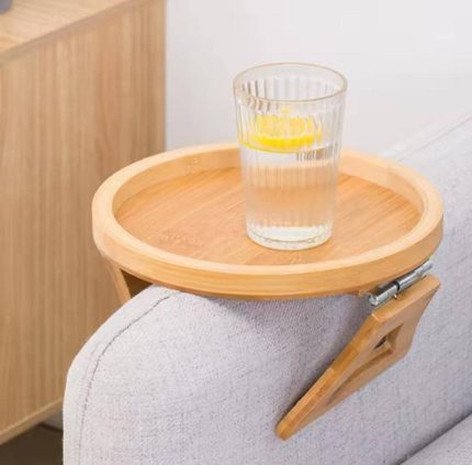 Natural bamboo sofa armrest tray