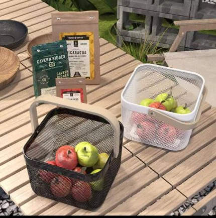 Multi-functional Mesh Basket with Wooden Handle - Small