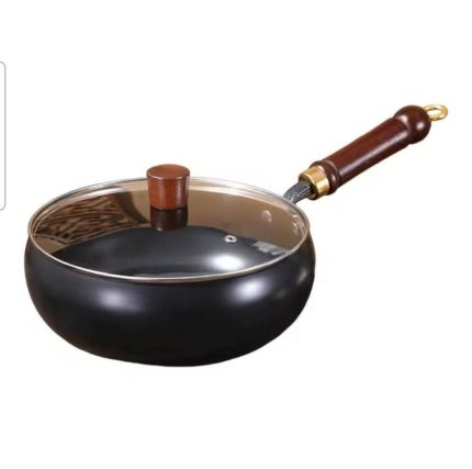 Non-stick frying wok pan multifunctional iron pan gas stove induction kitchen cookware (24cm)