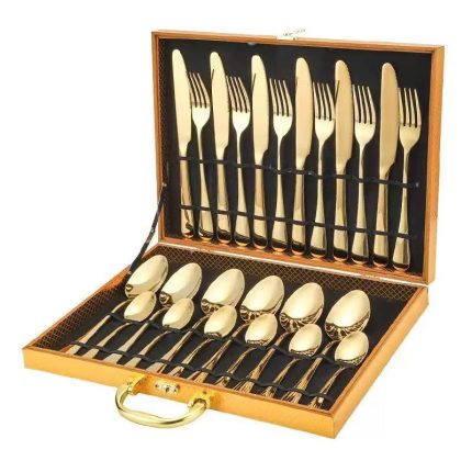 24pcs Stainless steel tableware  Gold Casing