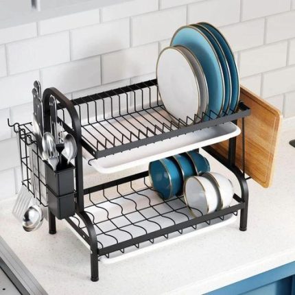 2 Layers Dish Rack Black