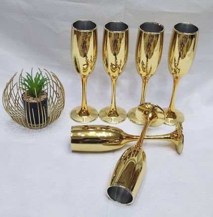 High Quality Electroplated Gold Champagne Glass Cup Set