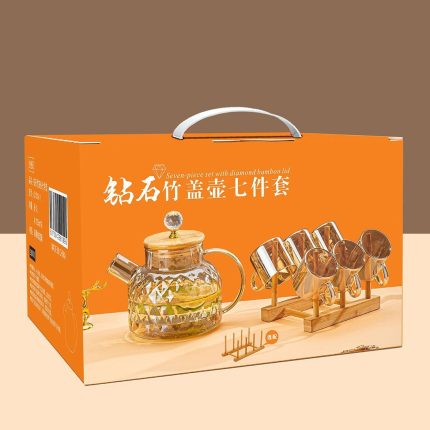 7 Piece Jug Set with Diamond Bamboo Lid