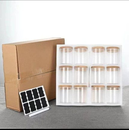 12 Pieces Glass Spice Bottles