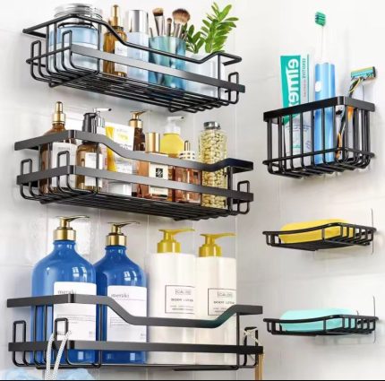 6pcs stainless steel shower caddy organizer set