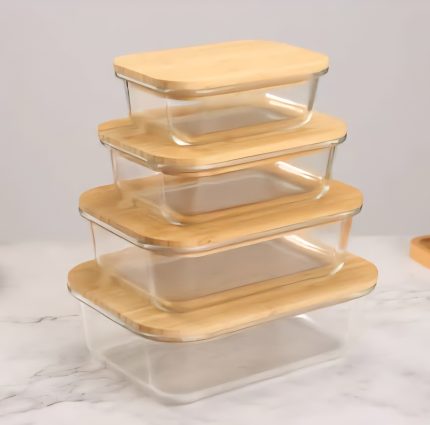 4 Piece Borosilicate Glass Fresh Keeping Container