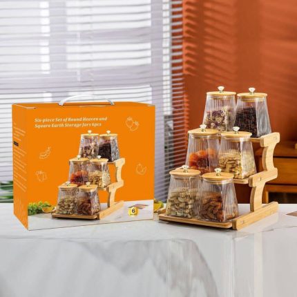 6 Piece Set Storage Jar with Rack