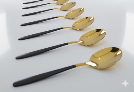 6 Piece Golden Stainless Steel Table Spoon Set