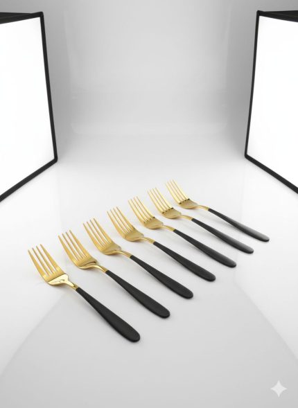6 Piece Golden Stainless Steel Table Fork Set