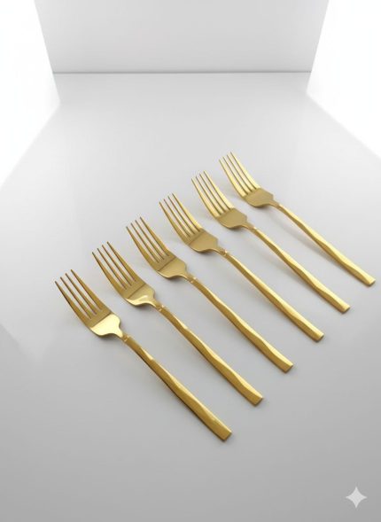 6 Piece Golden Stainless Steel Table Fork Set