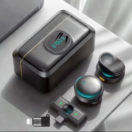 Rechargeable Wireless Dual-vocal pro Microphone with Charging Case Type C OR iPhone