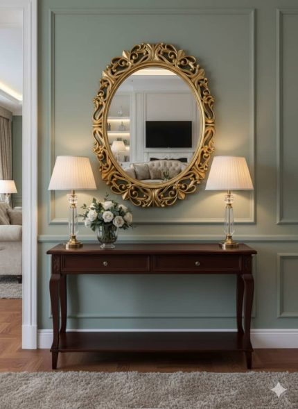 Gold elegance oval mirror