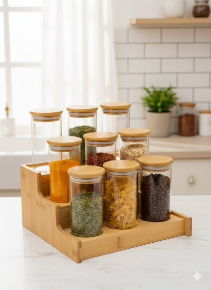 9 Piece Bamboo Spice Set