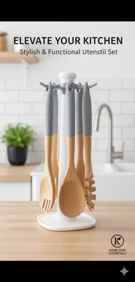 Wooden Kitchenware with Silicone Handle