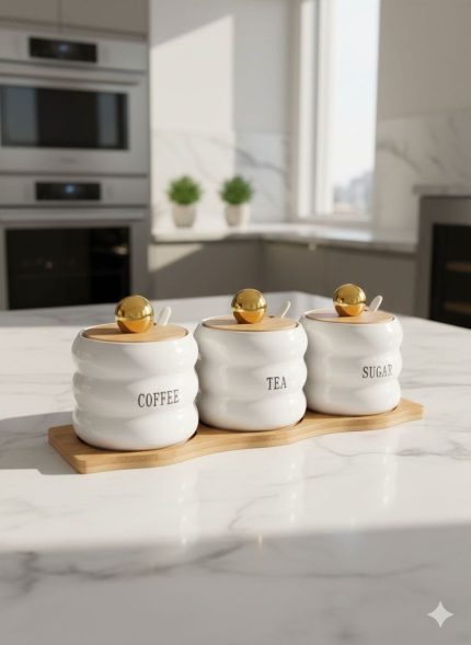 Luxury Bamboo and Ceramic Morning Essential Container