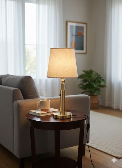 Linear Brass Beacon Bedside Lamp