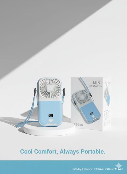 Mini Foldable Neck Fan with inbuilt Power Bank (3000mAh)