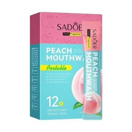 SADOER 20pcs Fresh Breath Peach Mouthwash ( 10ml Pocket Size)