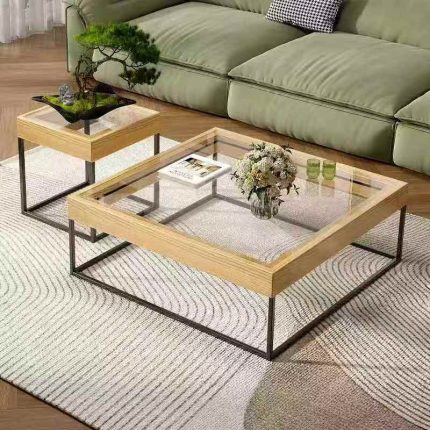 Minimalist Glass Twin Center Table - Cream